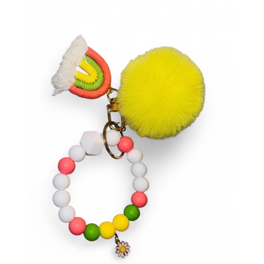 Citrus Rainbow Womens Silicone Beaded Keychain - Picture 2 of 7